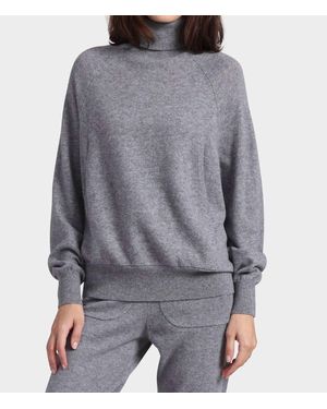 Minnie Rose Cashmere Oversized Turtleneck Sweater - Gray