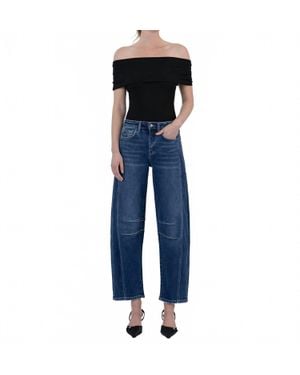 Flying Monkey High Rise Barrel Leg Jeans - Blue