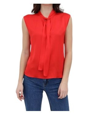 Nouvelle Silk95five Sunset High Neck Top - Red