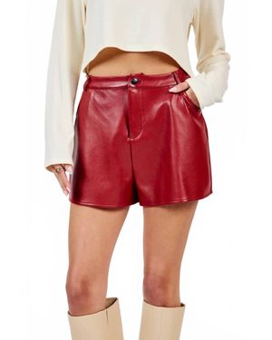 Sadie & Sage Night Vision Faux Leather Shorts - Red