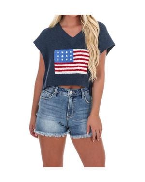 Day + Moon Firecracker American Flag Sweater Vest - Blue