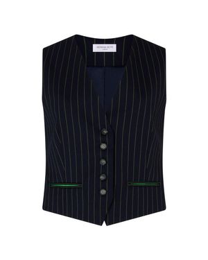 SERENA BUTE LONDON Wool Pinstripe Waistcoat - Blue