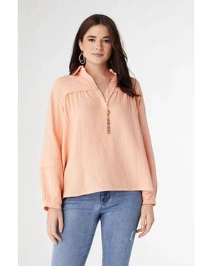 Coco + Carmen Kacey Long Sleeve Soft Gauze Top - Blue