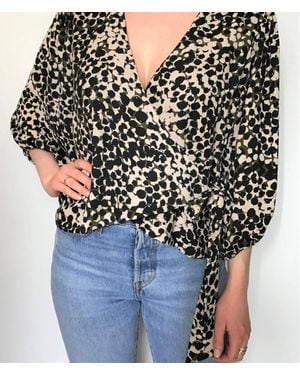 Veronica M Puff Sleeve Wrap Blouse - Black