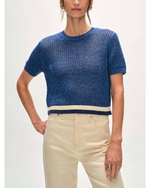 White + Warren Organic Cotton Mesh T-Shirt - Blue