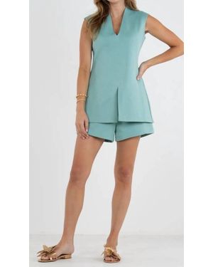 Emily Mccarthy Gwen V-Neck Tunic Top - Blue