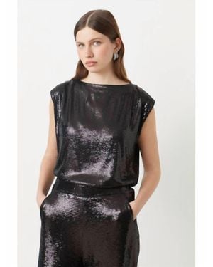 Suncoo Louise Sequin Top - Black