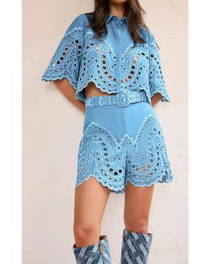 Charo Ruiz Storm Embroidered Blouse - Blue