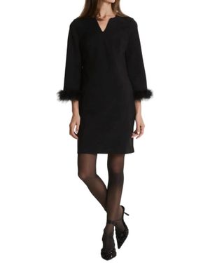 tyler boe Chelsea Ponte Feathers Dress - Black