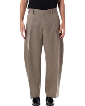 Studio Nicholson Pleated Wide-Leg Wool Pants - Brown