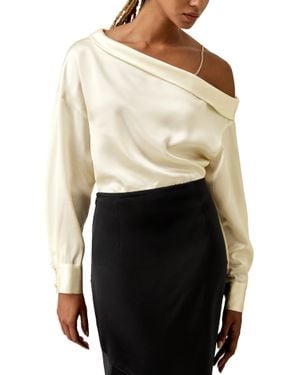 LILYSILK Silk Chic One-Shoulder Top - Black