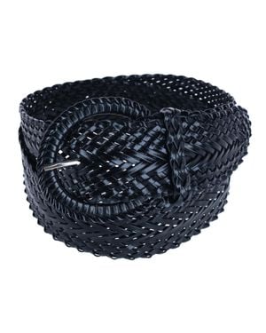 CTM Braided Wide Belt With Matching Buckle - Blue