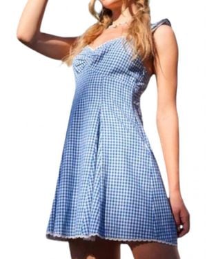 illa illa Picnic Chic Gingham Ribbon Mini Dress - Blue