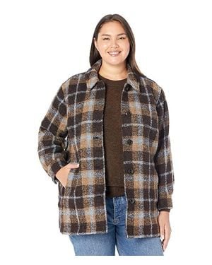 Madewell Plus Belrose Shirt Jacket Plaid Wool Blend Gbo26 - Brown