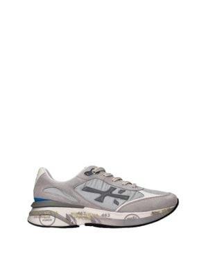 Premiata Leather And Canvas Sneakers With Distinctive Branding - White