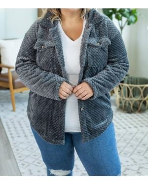 Michelle Mae Fleece Shacket - Blue