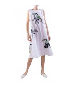 Psophia Embroidered Bird Dress - Purple