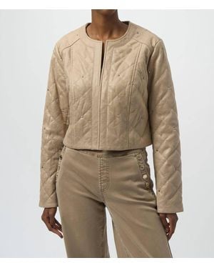 Joseph Ribkoff Diamond Quilt Studded Jacket - Natural
