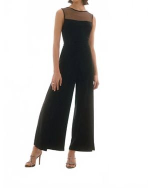 Joseph Ribkoff Embellished Mesh Yoke Jumpsuit - Black