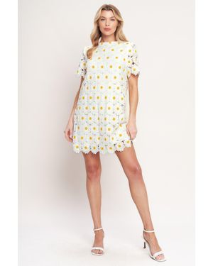 TRUEDAMES Daisies And Daydreams Woven Lace Mini Dress - Natural