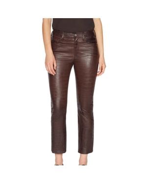 FRAME Leather Le Crop Mini Boot Pants - Brown