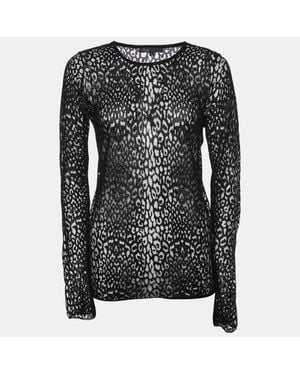Maje Patterned Lace Full Sleeves Top - Black