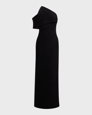 Brandon Maxwell The Romee Draped One-Shoulder Column Gown - Black