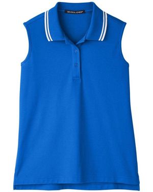 Devon & Jones Crownlux Performanceplaited Tipped Sleeveless Polo - Blue