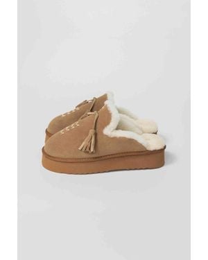 Max & Moi Anita Suede And Sheepskin Mules - Brown