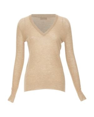 JOSEPH 100% Cashmere Tan Fine Knit V Neck Sweater Xs - Natural