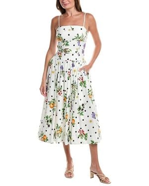 Avec Les Filles Drop Waist Belted Midi Dress - White