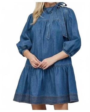 Fate Denim Bow Dress - Blue