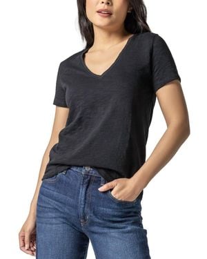 Lilla P V-Neck Short Sleeve Back Seam Tee - Blue