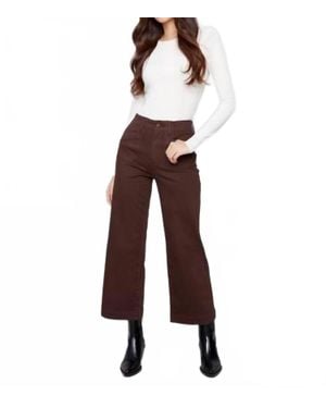 Charlie b Cropped Wide Leg Twill Pants - Brown