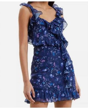 French Connection Aidan Bai Lurex Frill Dress - Blue