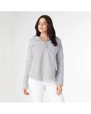 Coco + Carmen Kennedy Striped Pullover Top With Rivets - Gray