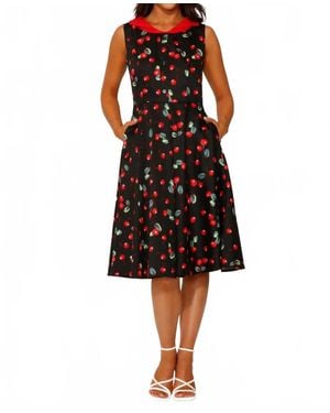Orchid Bloom Cherry Swing Dress - Black