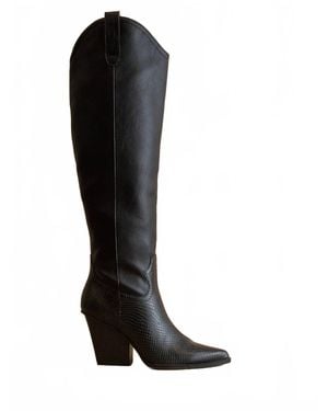 Oasis Society Barcelona Knee High Western Boot - Black