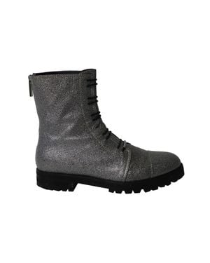 Jimmy Choo Glitter Combat Boots - Black