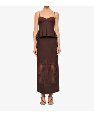 Clea Leonie Midi Skirt - Brown