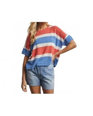 Wishlist Striped Boxy Sweater Top - Blue