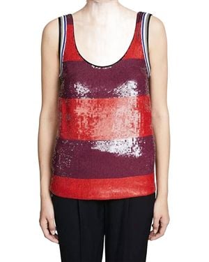 3.1 Phillip Lim Striped Sequin Tank Top - Red