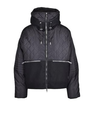 Add Quilted Wool Melton Coat With Adjustable Hood And Plush Interior - Black