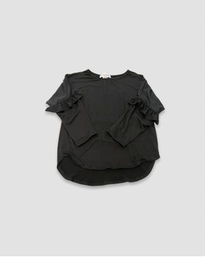 Les Tout Petits Girl's Ruffle Sleeve Tunic Top - Black