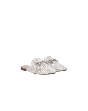 Exe' Yt-4 Raffia Flat Slide - White