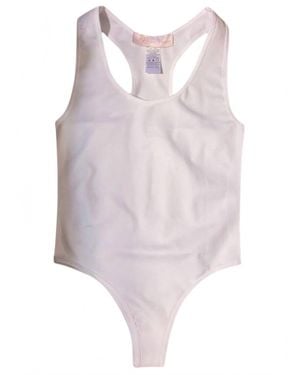 JBLA Don'T Race Me Basic Tank Bodysuit - White