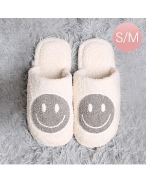Fashnzfab Smile Print Soft Home Indoor Floor Slippers S/M - Gray