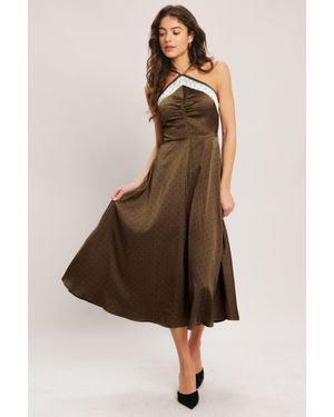 TRUEDAMES Espresso Chic Woven Satin Midi Dress - Brown
