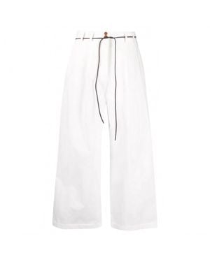 Alysi Wide Pleat Pants - White
