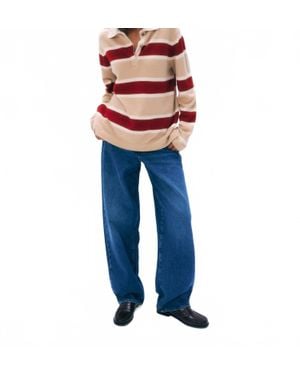 White + Warren Cashmere Rugby Polo Top - Blue